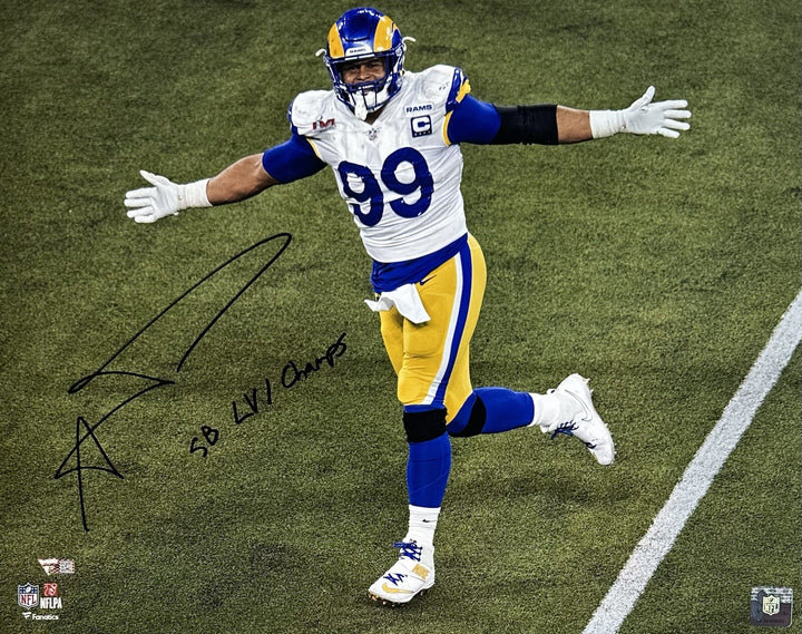 Aaron Donald Signed 16x20 Framed Photo Rams SB LVI Champs Autograph Fanatics