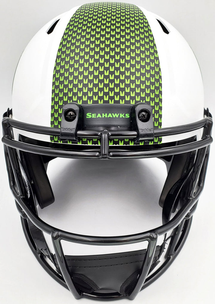Warren Moon Auto Seahawks Lunar Eclipse White Full Size Rep Speed Helmet HOF 06
