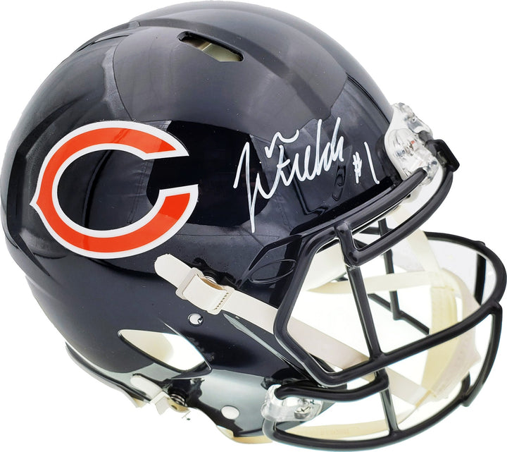 Justin Fields Signed Chicago Bears Blue Full Size Authentic Speed Helmet Beckett