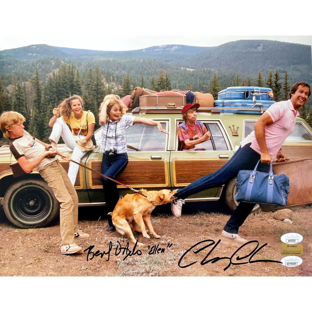 Chevy Chase / Beverly D'Angelo Autographed Vacation Car Cast 11x14 Photo JSA