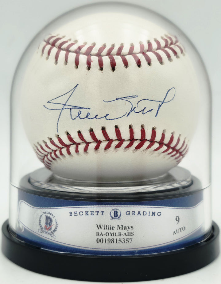Willie Mays Signed MLB Baseball San Francisco Giants Auto Mint 9 Beckett