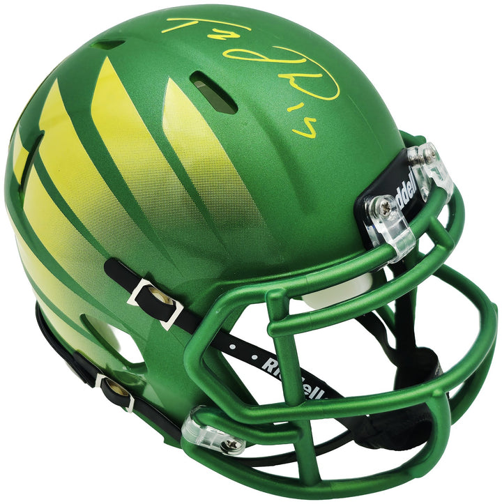 Tez Johnson Signed Oregon Ducks Green Speed Mini Helmet JSA Wit