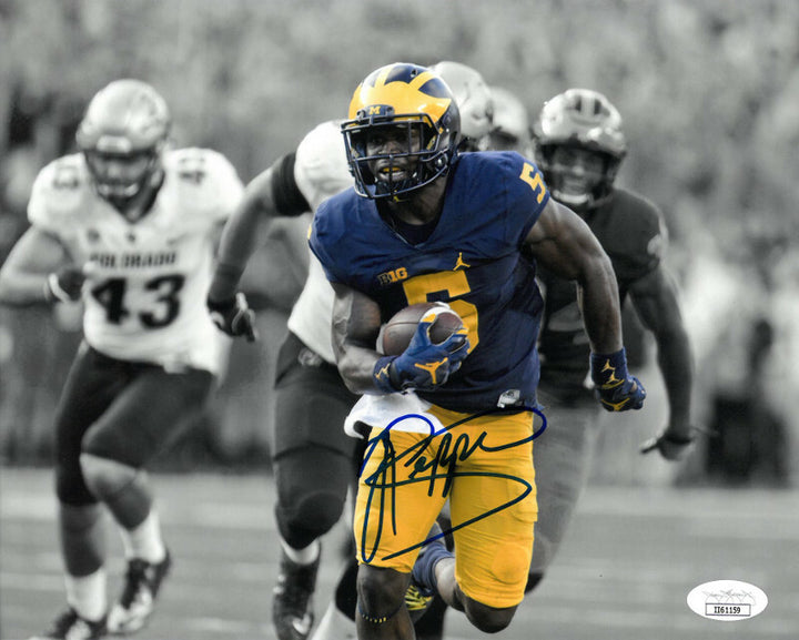 Jabrill Peppers signed Michigan Wolverines Spotlight Run 8X10 Photo - JSA