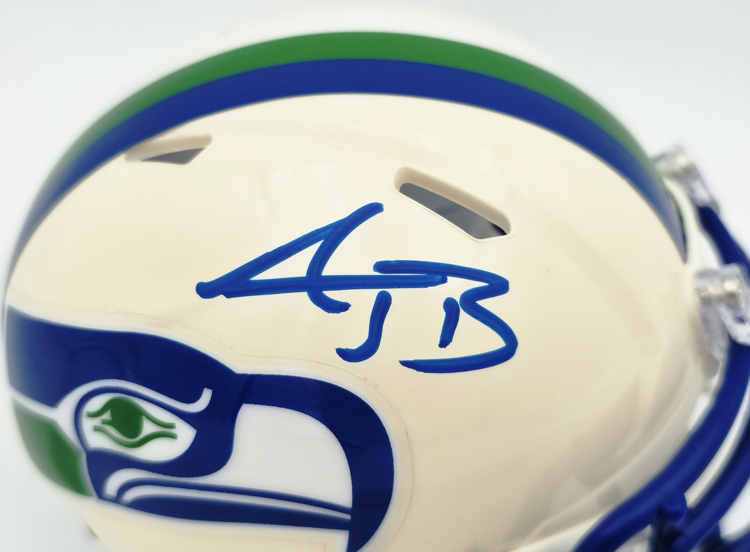 AJ Barner Signed Seattle Seahawks Cream Retro Speed Mini Helmet Beckett Witness