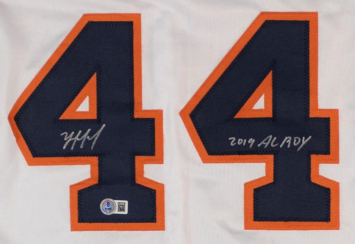 Yordan Alvarez Houston Signed White Baseball Jersey 2019 AL ROY BAS