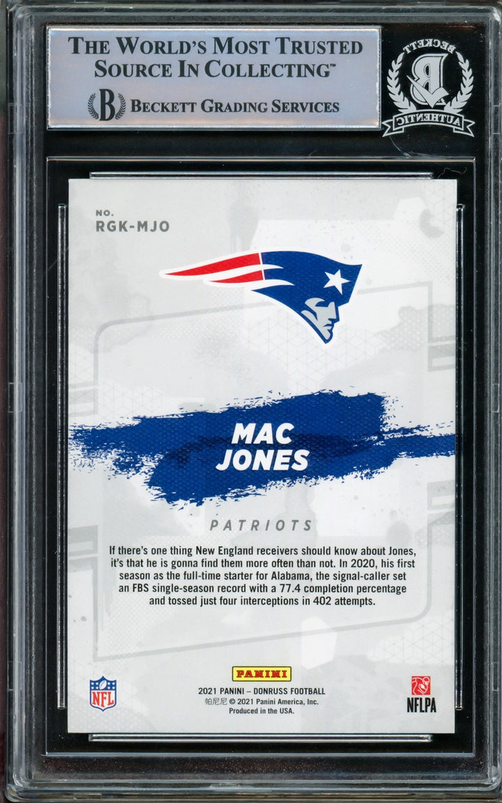 Mac Jones Auto Signed 2021 Donruss Rookie Gridiron Kings RC 5 Patriots Beckett