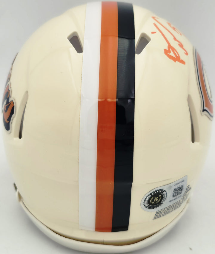 Brian Urlacher Signed Bears Cream Retro Mini Helmet HOF 18 Beckett