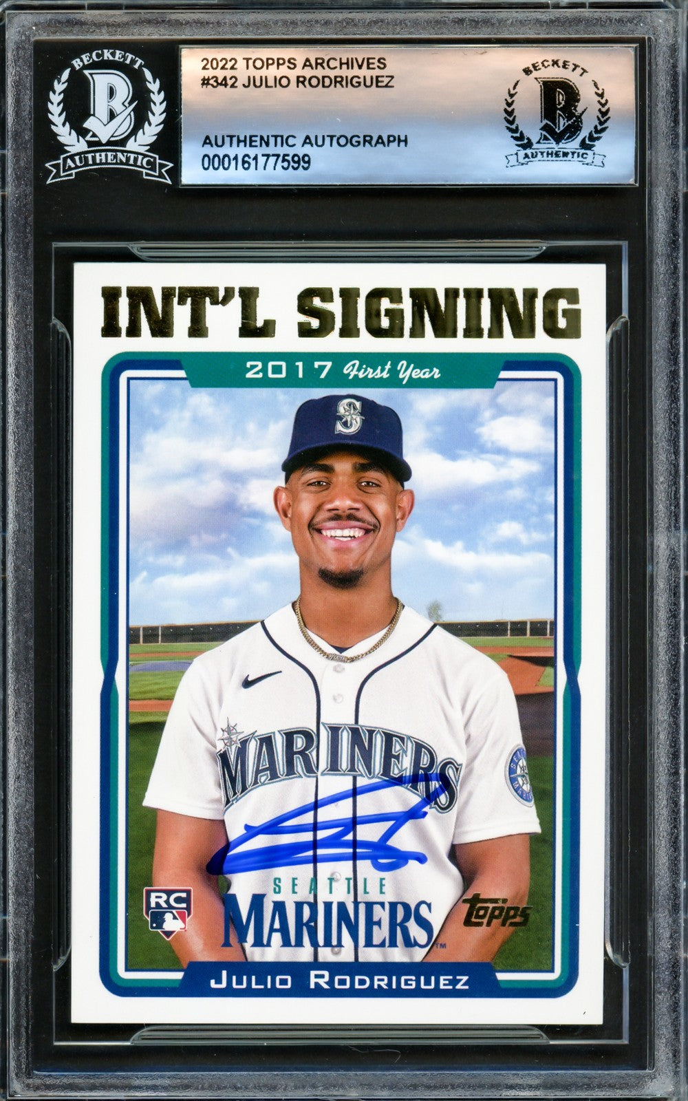 Julio Rodriguez Signed 2022 Topps Archives RC #342 Seattle Mariners Beckett
