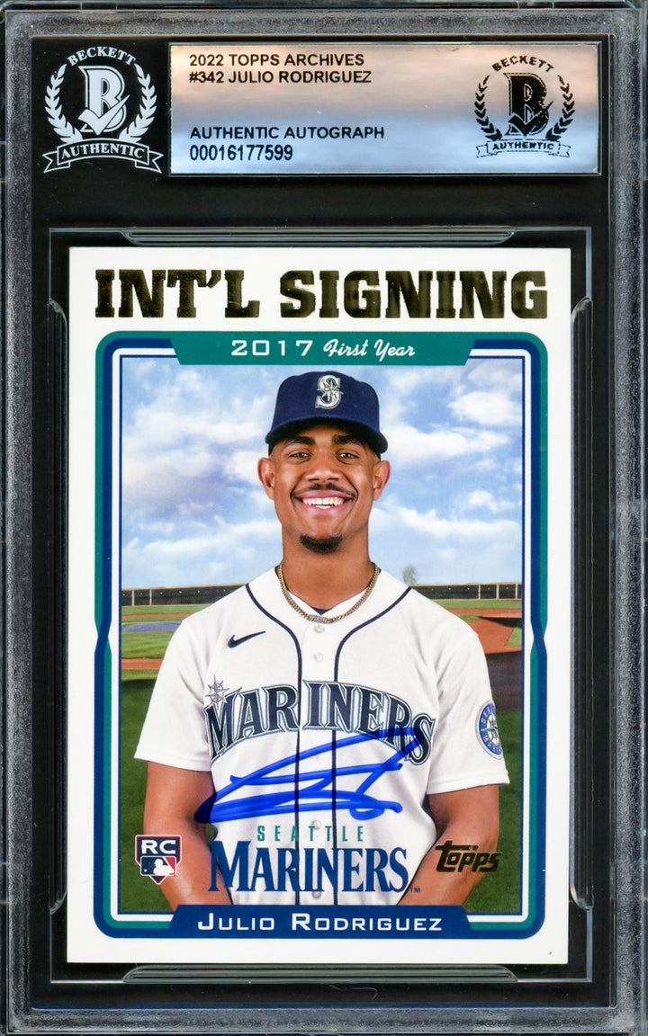 Julio Rodriguez Signed 2022 Topps Archives RC #342 Seattle Mariners Beckett
