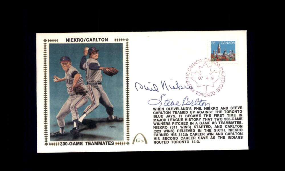 Phil Niekro Steve Carlton PSA DNA Signed 1987 First Day Cover Cache FDC 300 Game