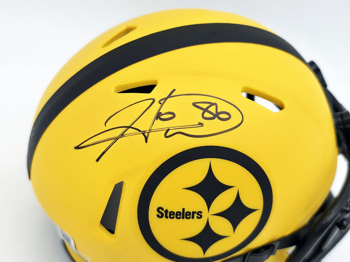 Hines Ward Signed Pittsburgh Steelers Gold Rave Speed Mini Helmet Beckett Wit