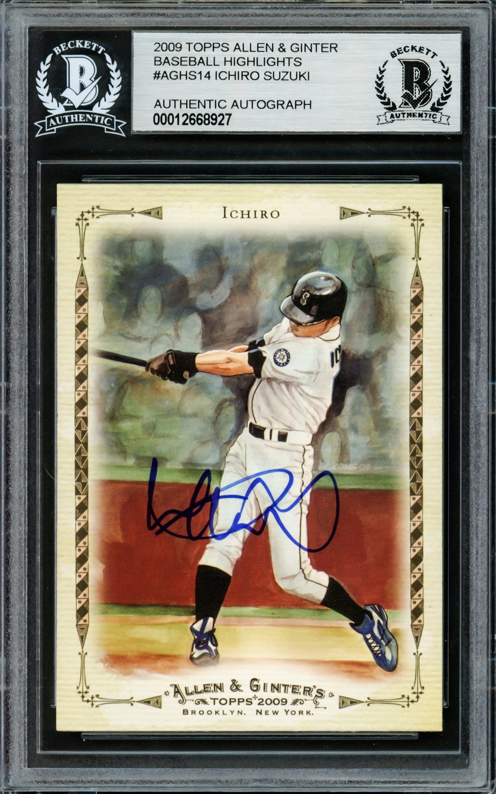 Ichiro Suzuki Signed 2009 Topps Allen & Ginter Card AGHS14 Mariners Beckett