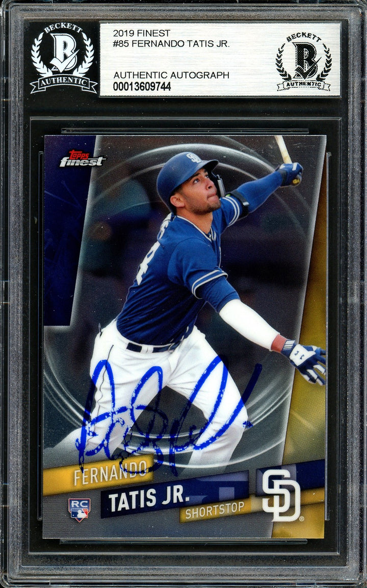 Fernando Tatis Jr. Auto Signed 2019 Topps Finest RC 85 Padres (Bubbling) Beckett