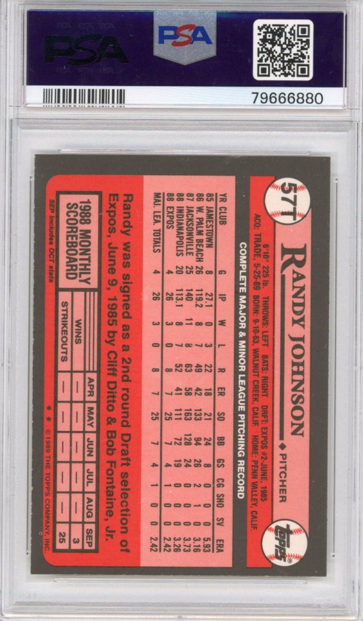 Graded 1989 Topps Traded Randy Johnson #57T Rookie Card PSA 10 Auto