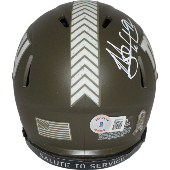 Michael Strahan Signed New York Giants Salute Mini Helmet Beckett 42694
