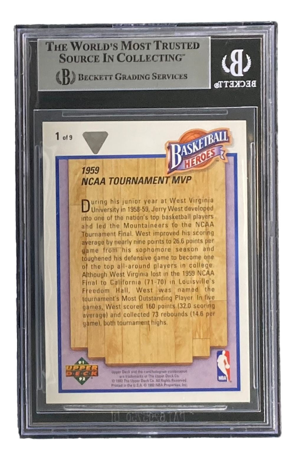 Jerry West Signed 1991-92 UD Jerry West Heroes #1 Lakers Trading Card BAS