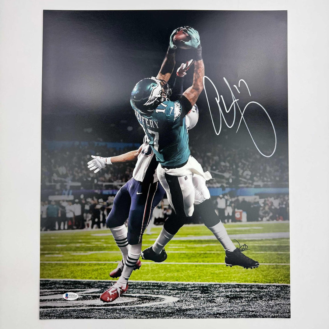 Autographed/Signed Alshon Jeffery Eagles Super Bowl TD 16x20 Photo BAS COA