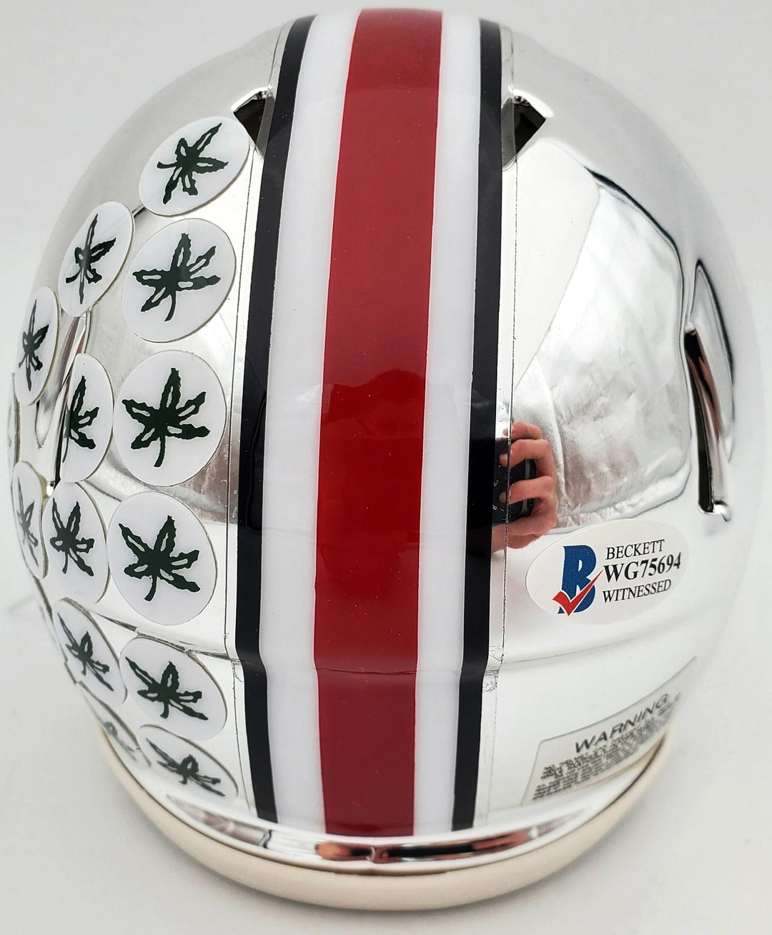 Justin Fields Signed Ohio State Buckeyes Chrome Silver Speed Mini Helmet Beckett