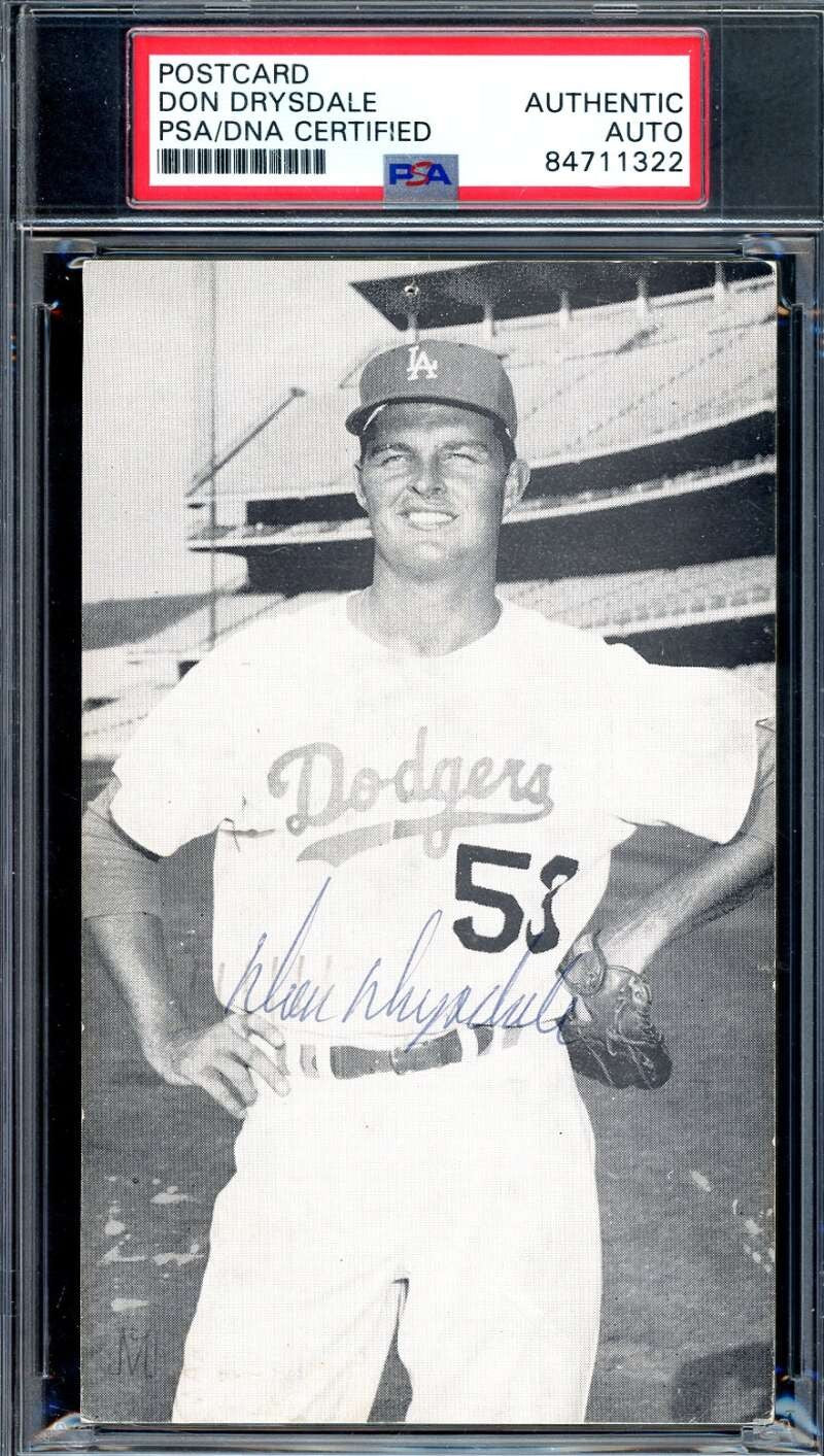 Don Drysdale PSA DNA Signed Photo Postcard 1962 PM Dodgers Autograph