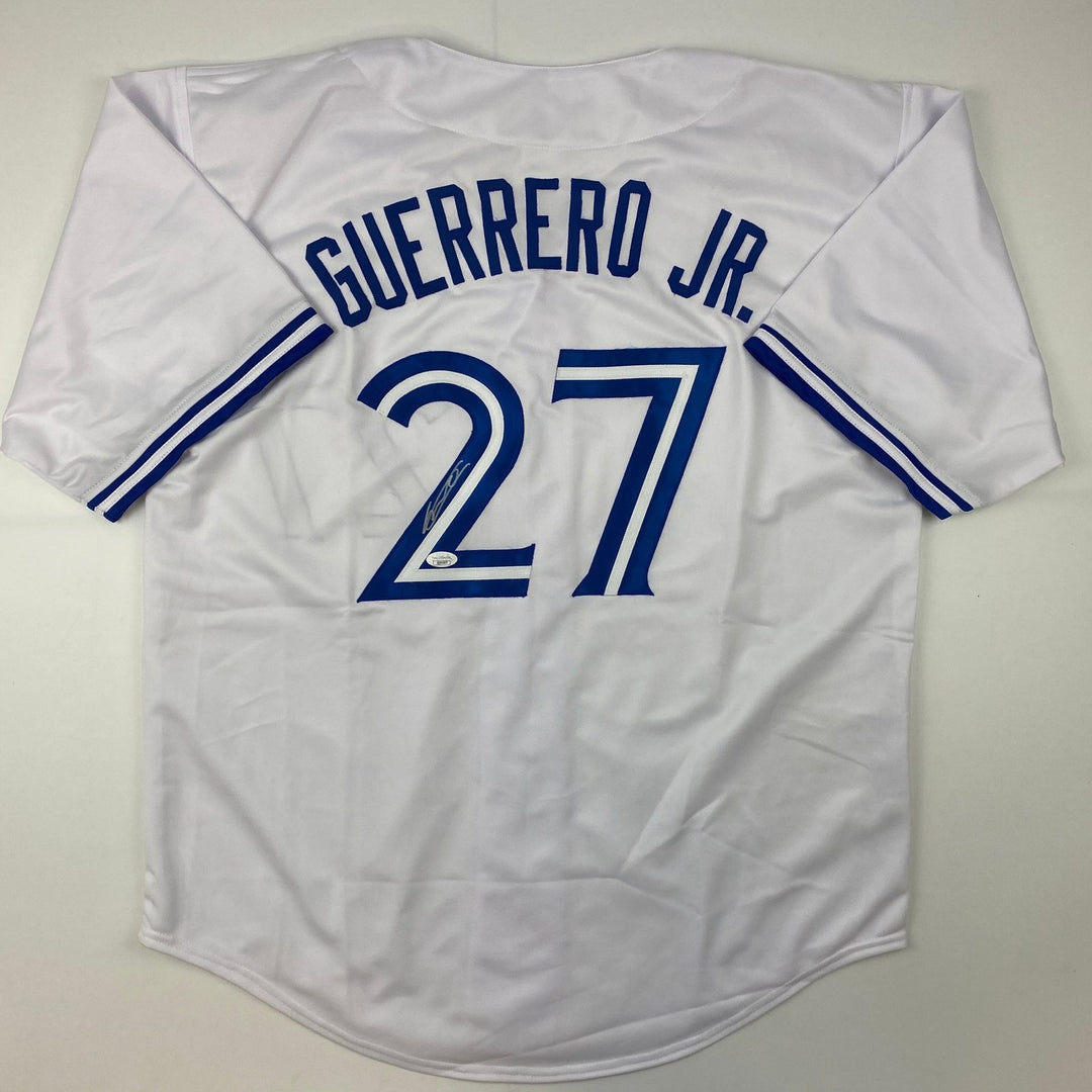 Autographed/Signed Vladimir Vlad Guerrero Jr. Toronto White Jersey JSA COA