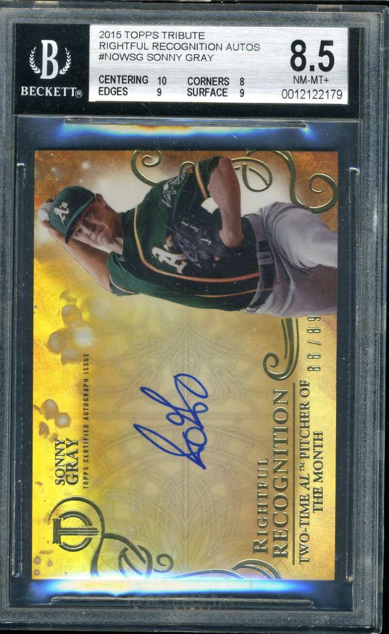 Sonny Gray BAS Beckett Coa Signed 2015 Topps Tribute Rookie 8.5 Autograph