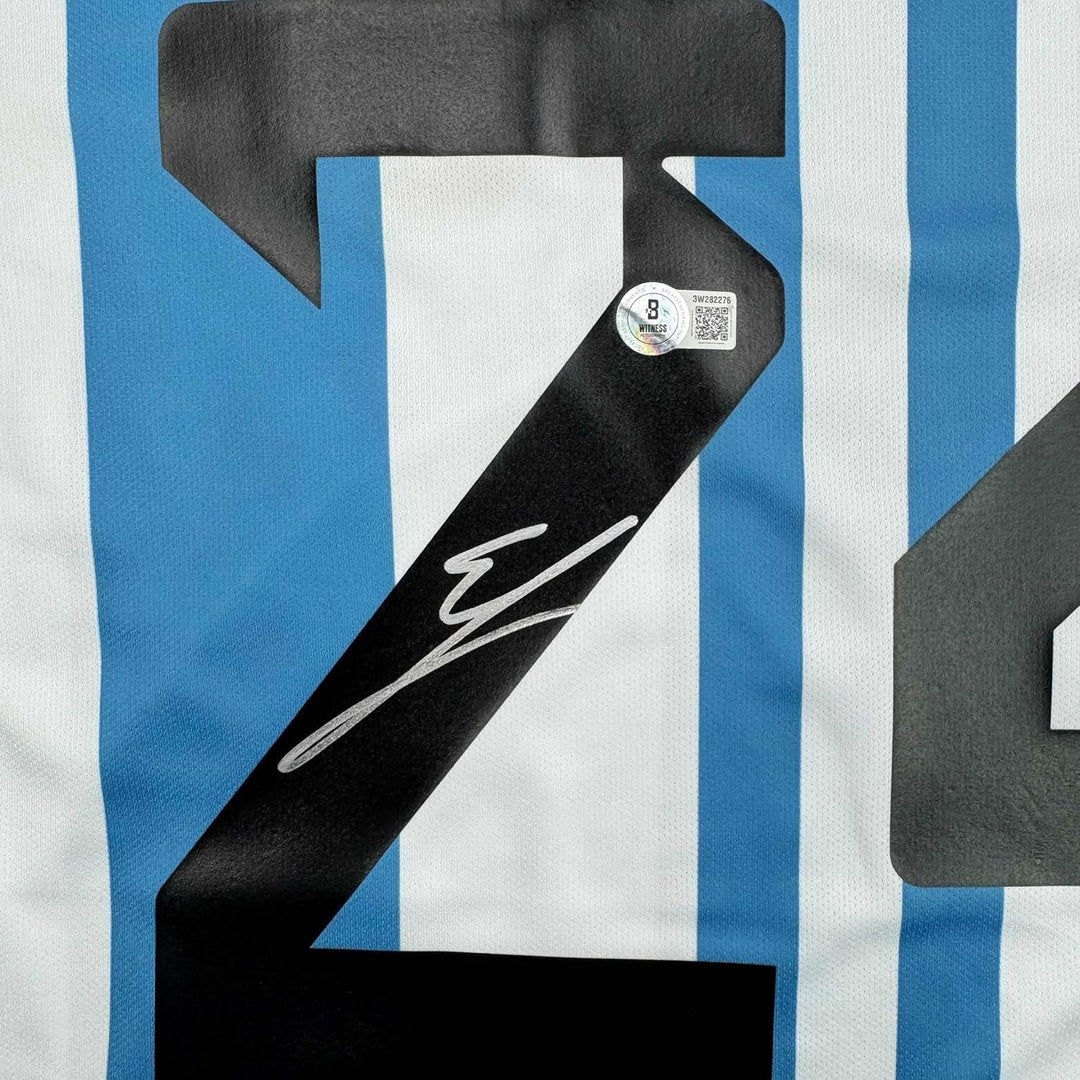Framed Autographed/Signed Enzo Fernandez 35x39 Argentina Jersey Beckett COA