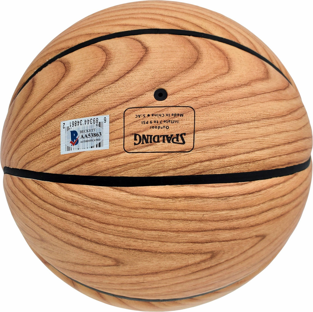 Damian Lillard Auto Official Spalding Trail Blazers Wood Logo Basketball Beckett