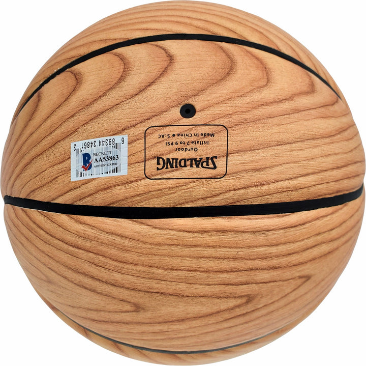 Damian Lillard Auto Official Spalding Trail Blazers Wood Logo Basketball Beckett
