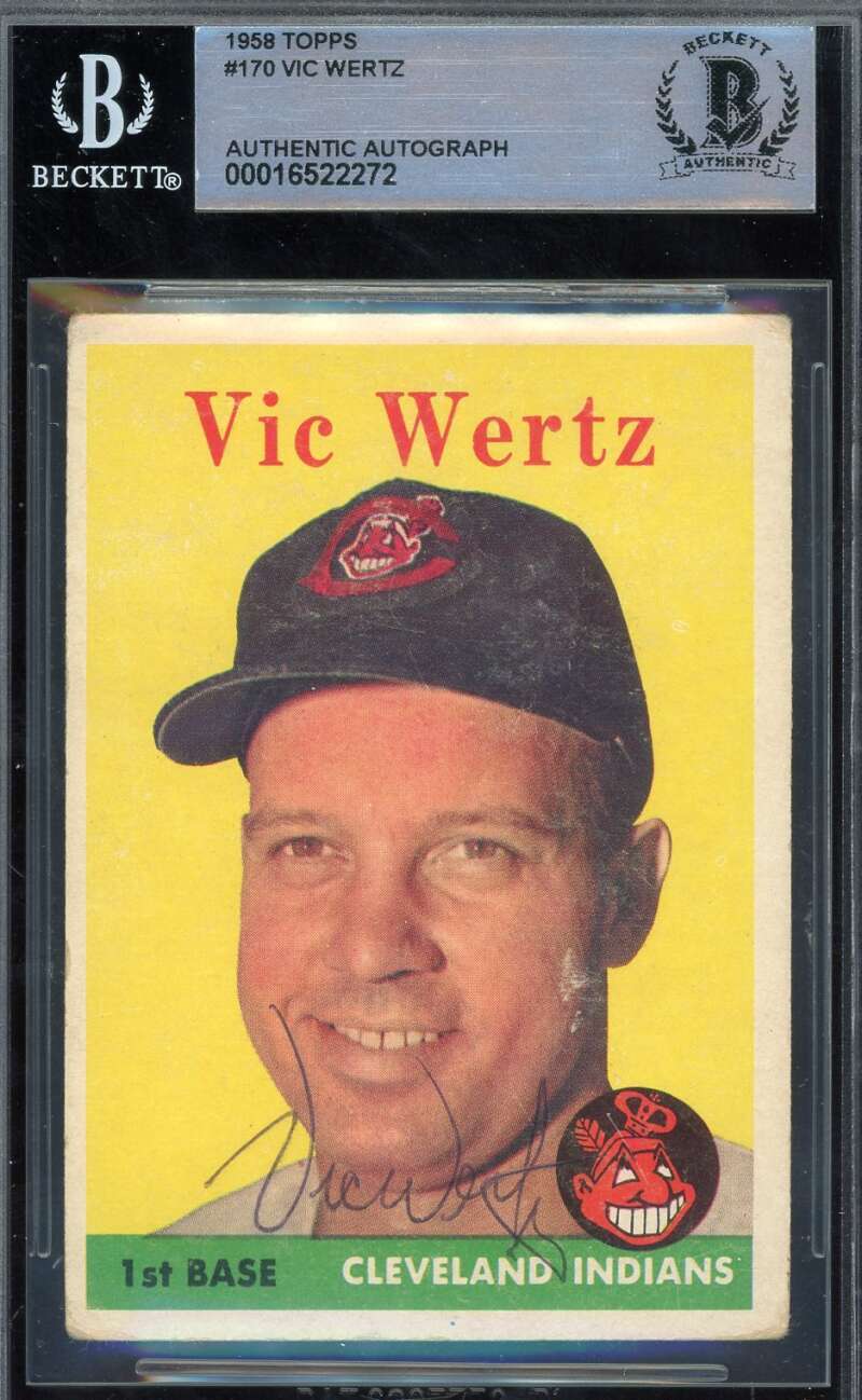 Vic Wertz Beckett BAS Signed 1958 Topps Autograph