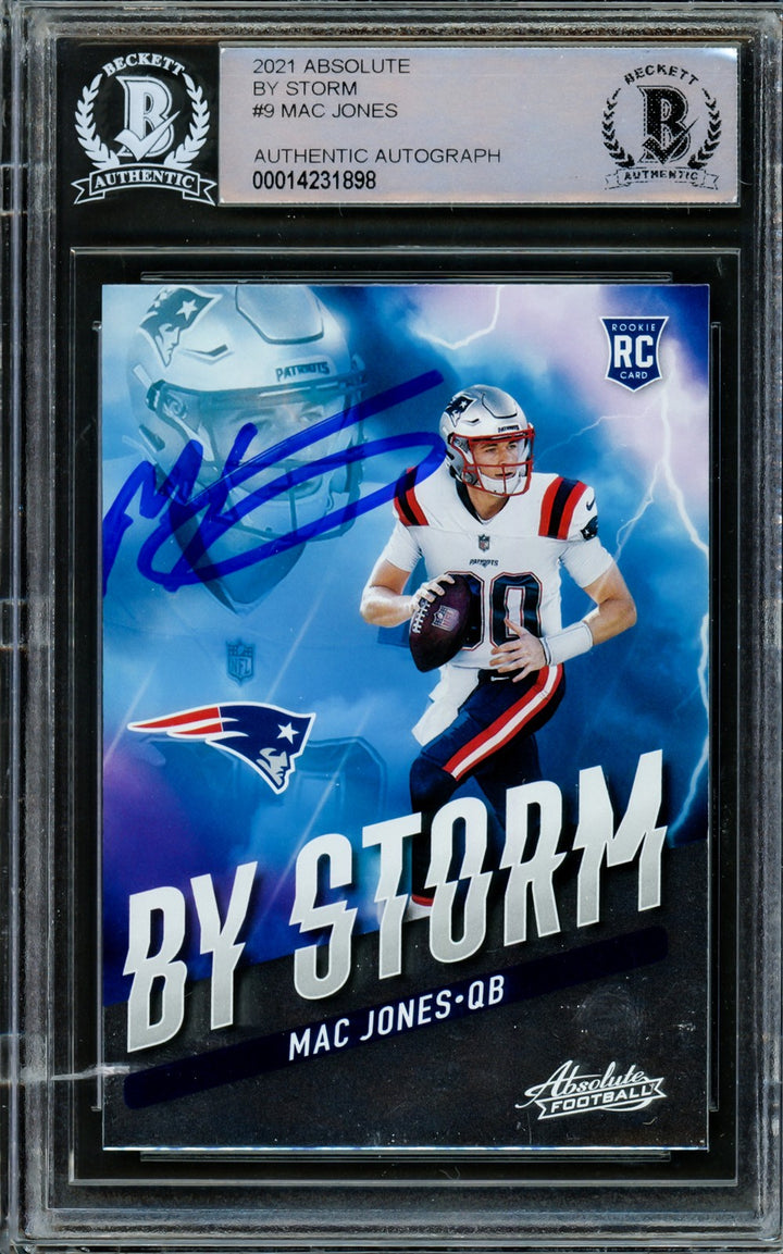 Mac Jones Auto 2021 Panini Absolute By Storm RC BST-9 Patriots Auto High Beckett