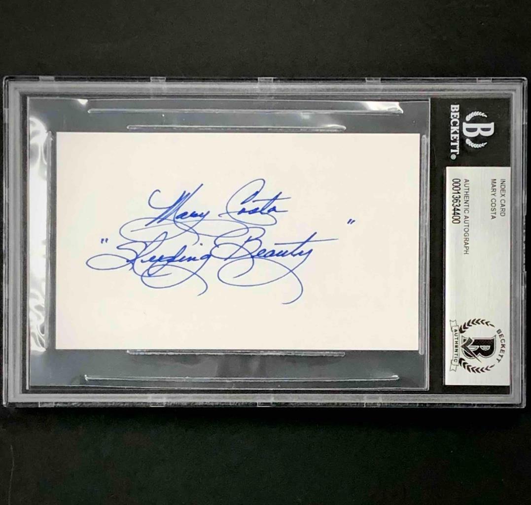 Disney's Sleeping Beauty Mary Costa autograph signed Index Card BAS Beckett PSA