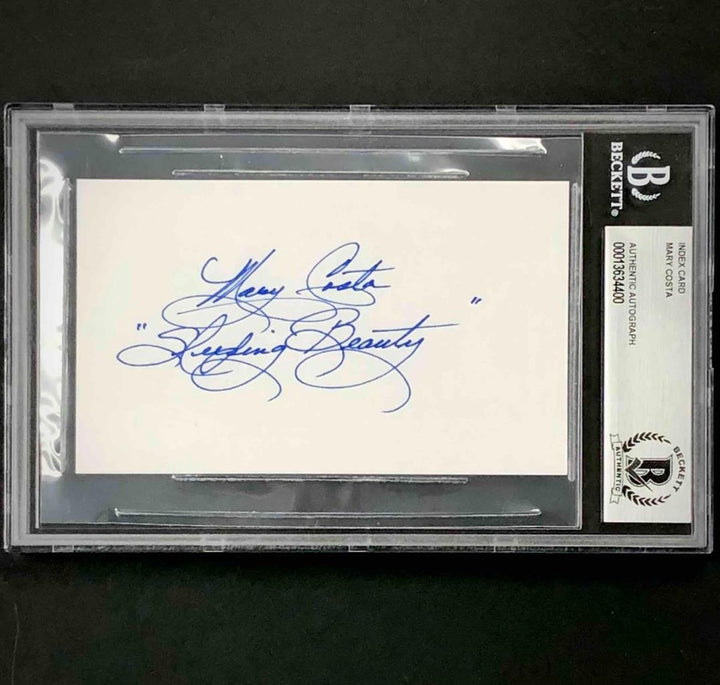 Disney's Sleeping Beauty Mary Costa autograph signed Index Card BAS Beckett PSA