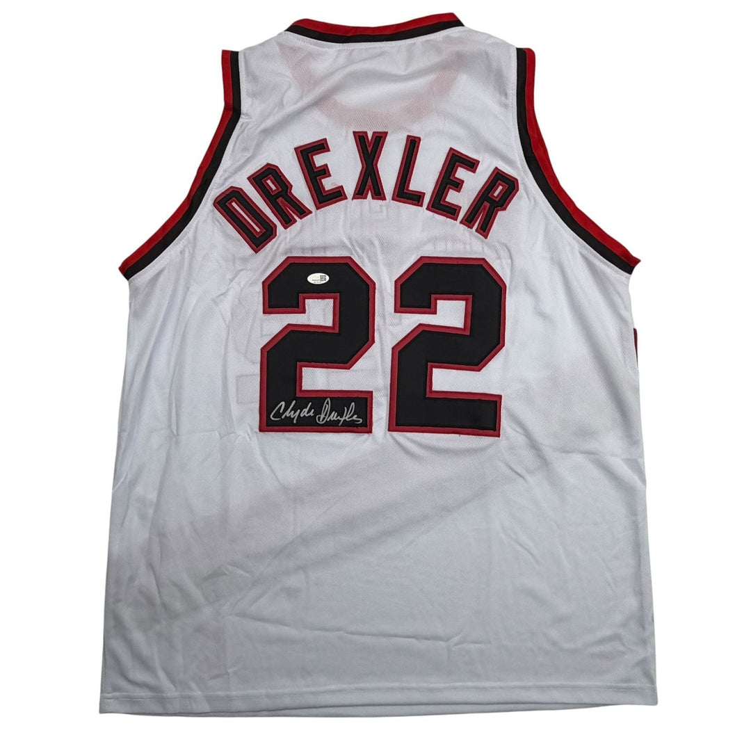 Autographed/Signed Clyde Drexler Portland White Basketball Jersey JSA COA