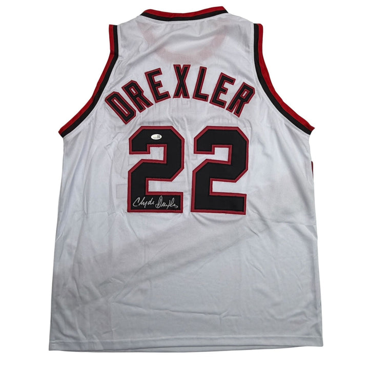 Autographed/Signed Clyde Drexler Portland White Basketball Jersey JSA COA