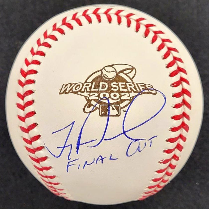 Troy Percival signed "Final Out" 2002 World Series Baseball auto BAS Beckett
