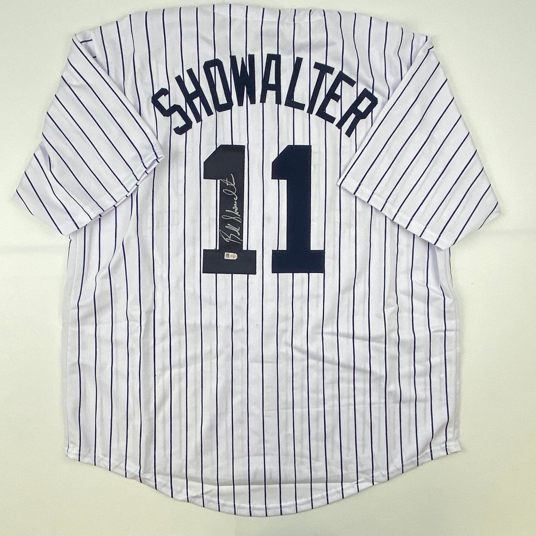 Autographed/Signed Buck Showalter New York Pinstripe Jersey MLB COA