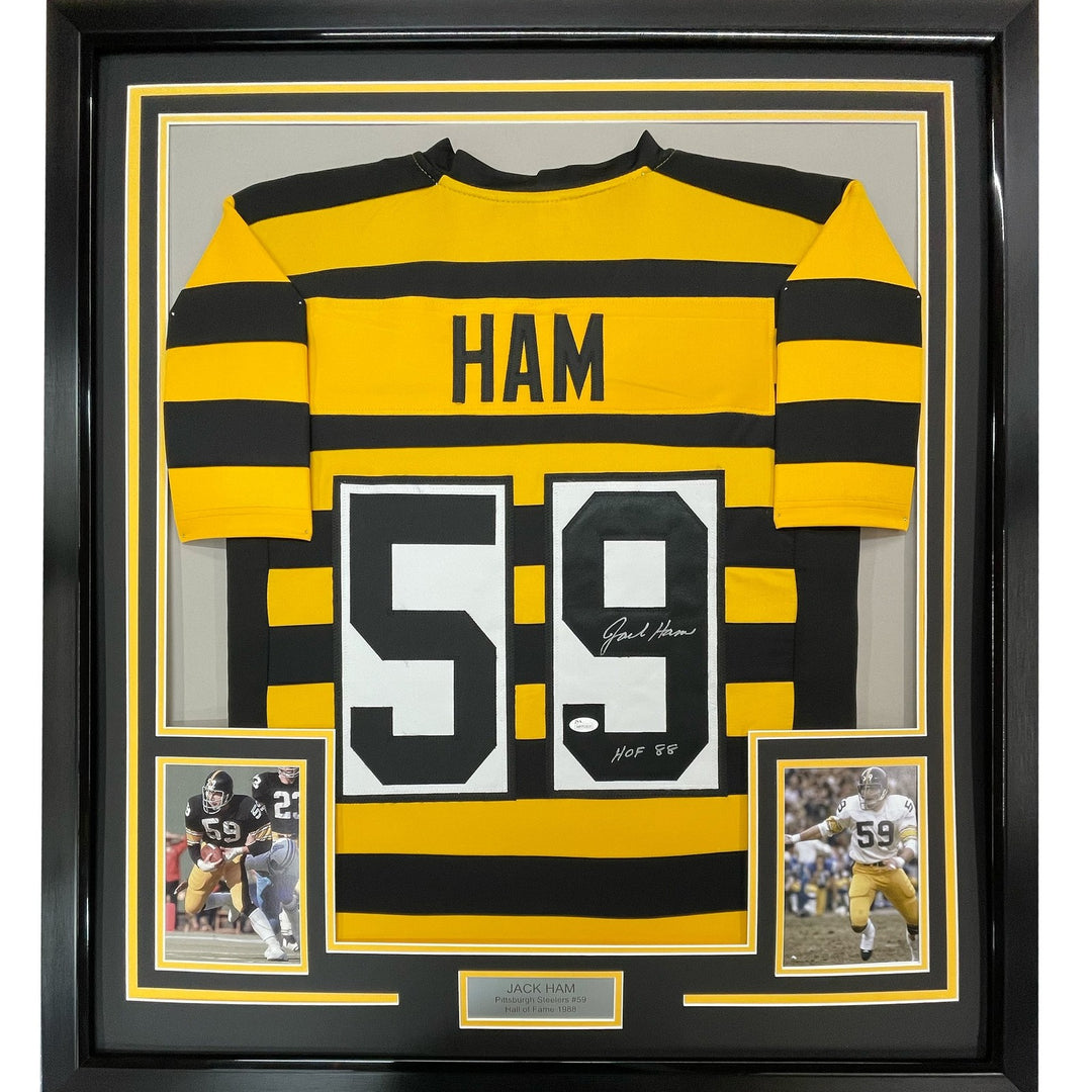 FRAMED Signed JACK HAM HOF 88 35x39 Bumble Bee Jersey JSA COA Auto
