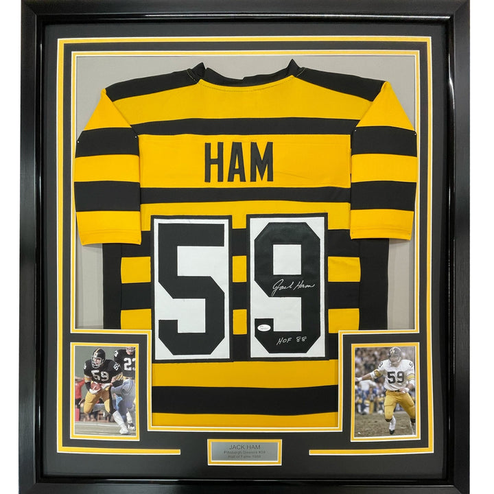 FRAMED Signed JACK HAM HOF 88 35x39 Bumble Bee Jersey JSA COA Auto