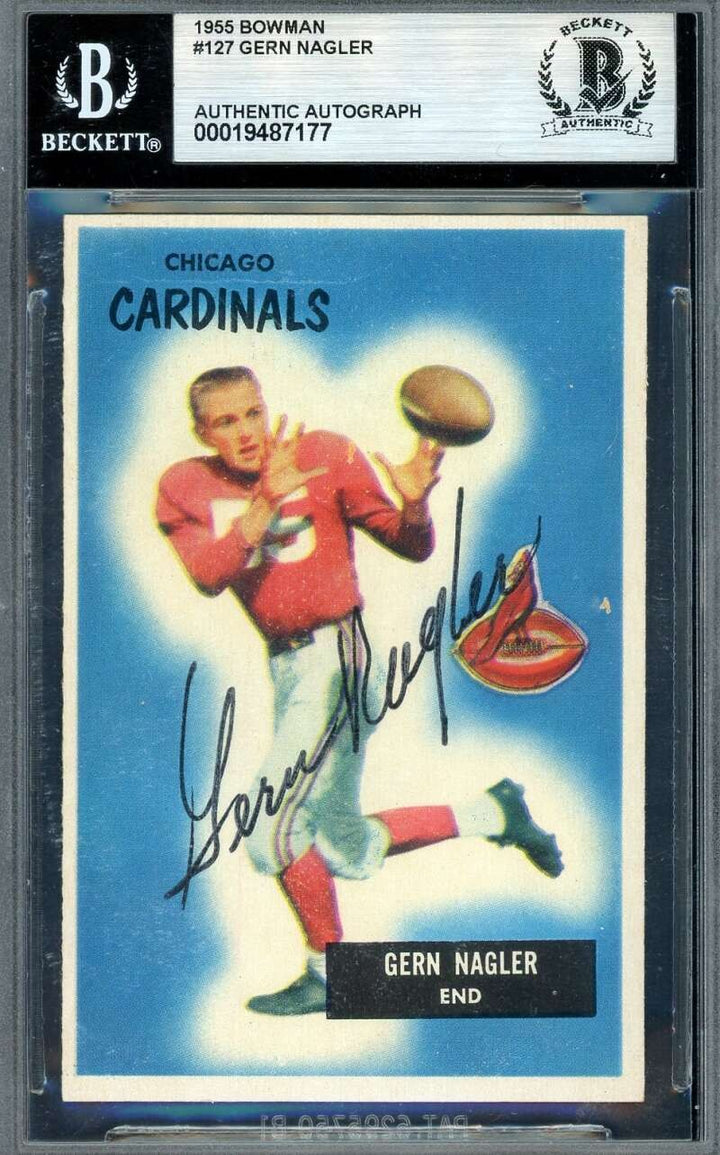 Gern Nagler Beckett BAS Signed 1955 Bowman Autograph