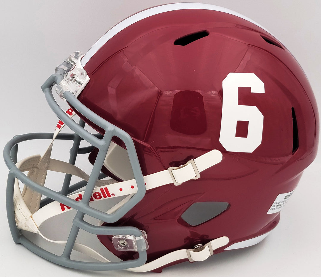 Devonta Smith Auto Alabama Crimson Tide Red FS Replica Helmet Smitty Beckett
