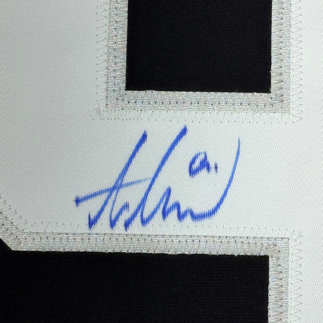 Framed Autographed/Signed Adrian Kempe 35x39 Los Angeles LA Black Jersey JSA COA