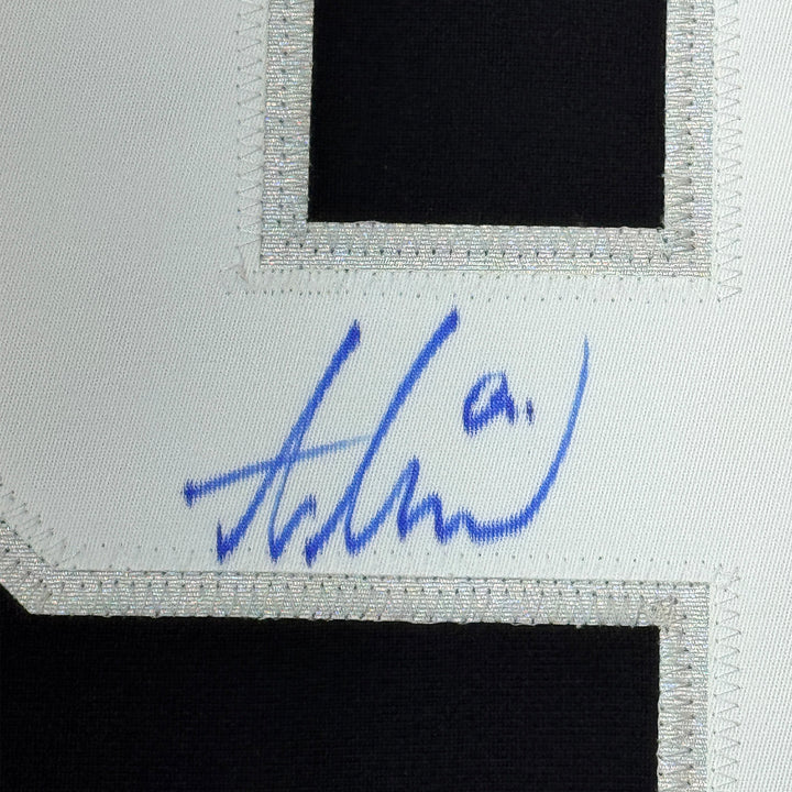 Framed Autographed/Signed Adrian Kempe 35x39 Los Angeles LA Black Jersey JSA COA