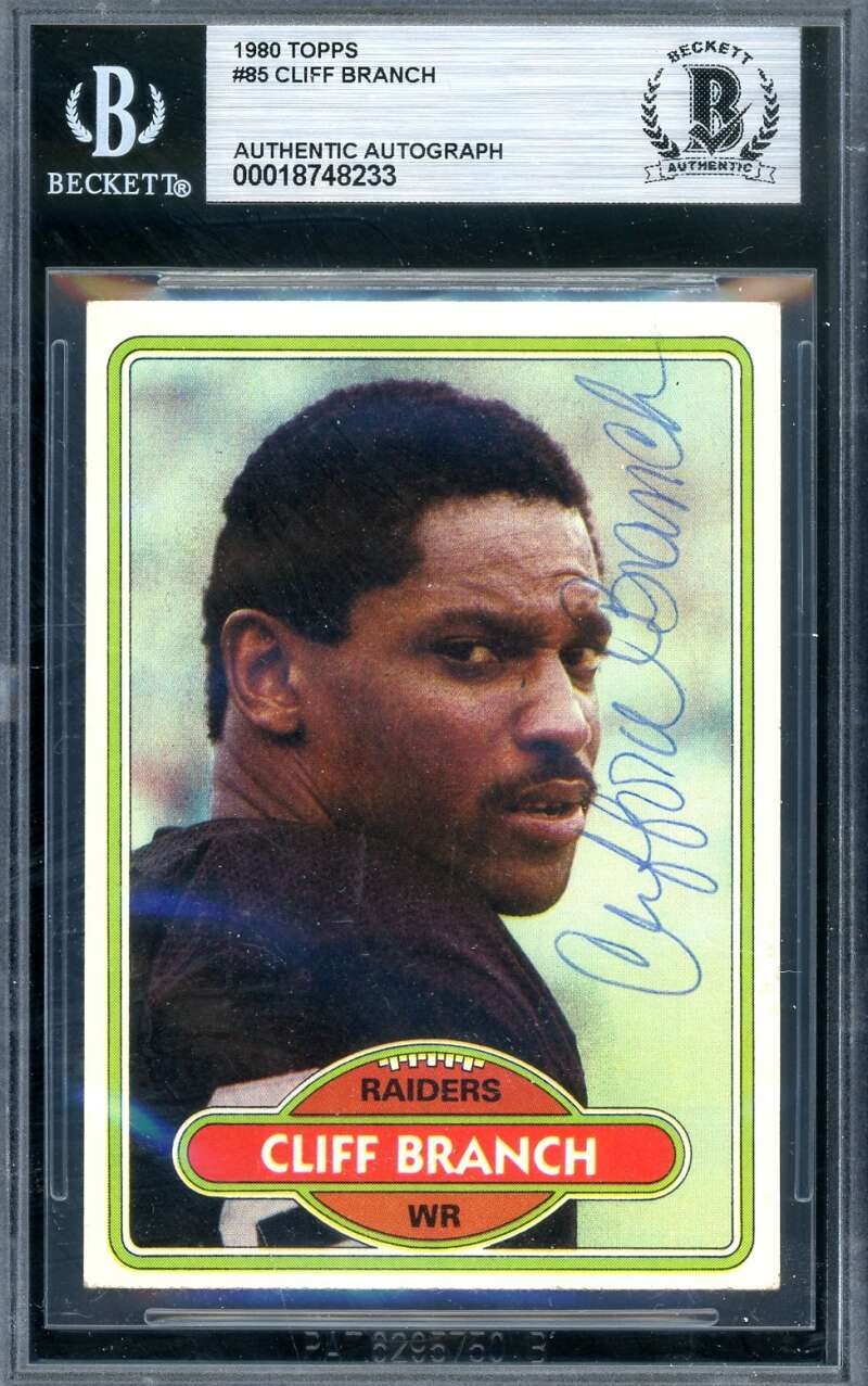Cliff Branch Beckett BAS Vintage Signed 1980 Topps Autograph Raiders