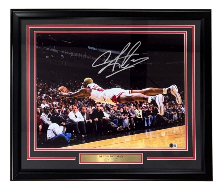 Dennis Rodman Signed Framed 16x20 Chicago Bulls Photo BAS