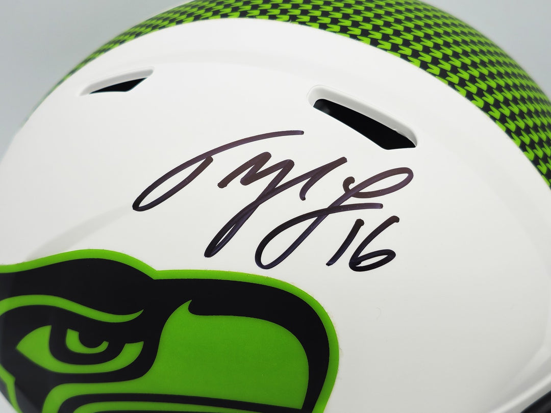 Tyler Lockett Auto Seahawks Lunar Eclipse White Full Size Speed Authentic Helmet