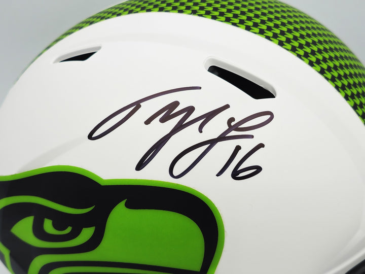Tyler Lockett Auto Seahawks Lunar Eclipse White Full Size Speed Authentic Helmet