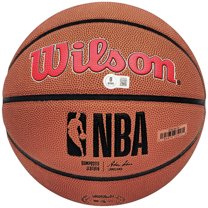 Dennis Rodman Signed Composite Leather Chicago Bulls Logo Basketball Beckett Wit
