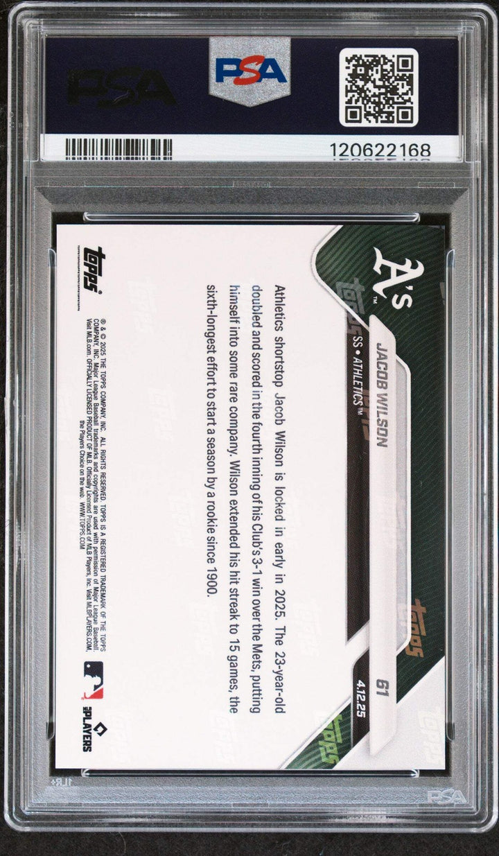 Graded 2025 Topps Now Jacob Wilson #61 Gold Foil /50 Rookie Baseball Card PSA 8