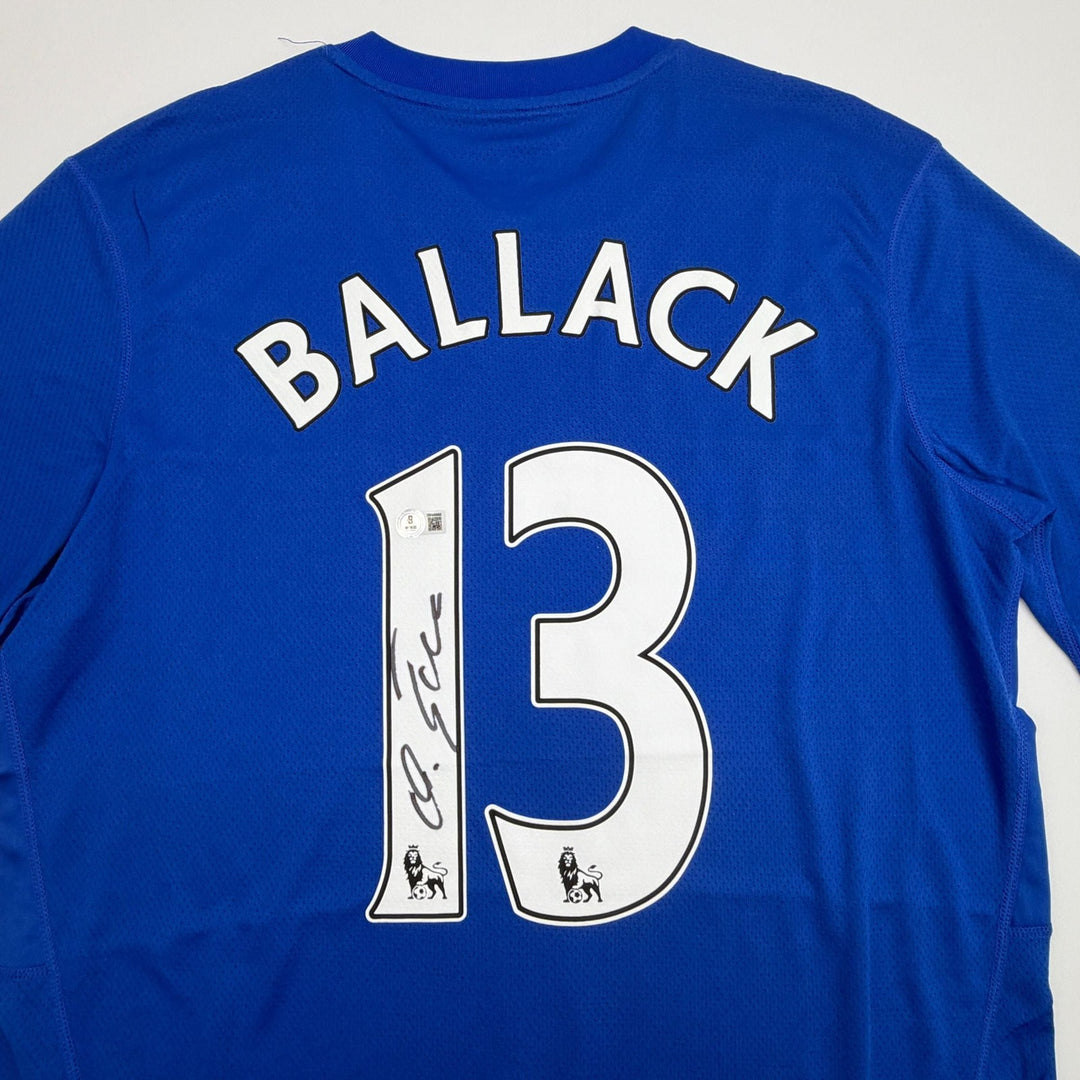Autographed/Signed Michael Ballack Chelsea FC Blue Jersey Beckett BAS COA