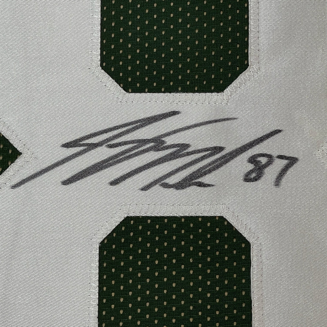 FRAMED Autographed/Signed JORDY NELSON 33x42 Green Football Jersey Beckett COA
